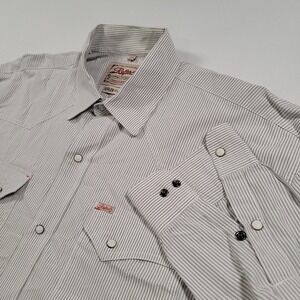 Rafter C Men Western Shirt XXL Gray Stripe Snap ProFlex45 Stretch